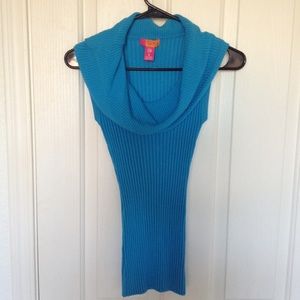 Catch My I Blue Ruffle Neck Sleeveless Top